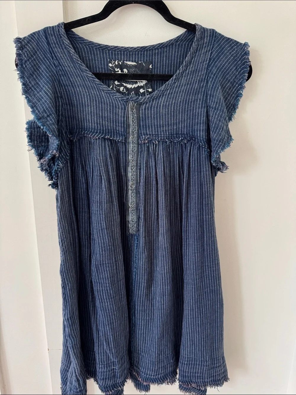 NWT Free People We The Free Blue Ridge Indigo Chambray Top Size XS